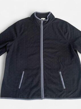 NWT Talbots Black Quilted Full-Zip Jacket with Gray Trim size small